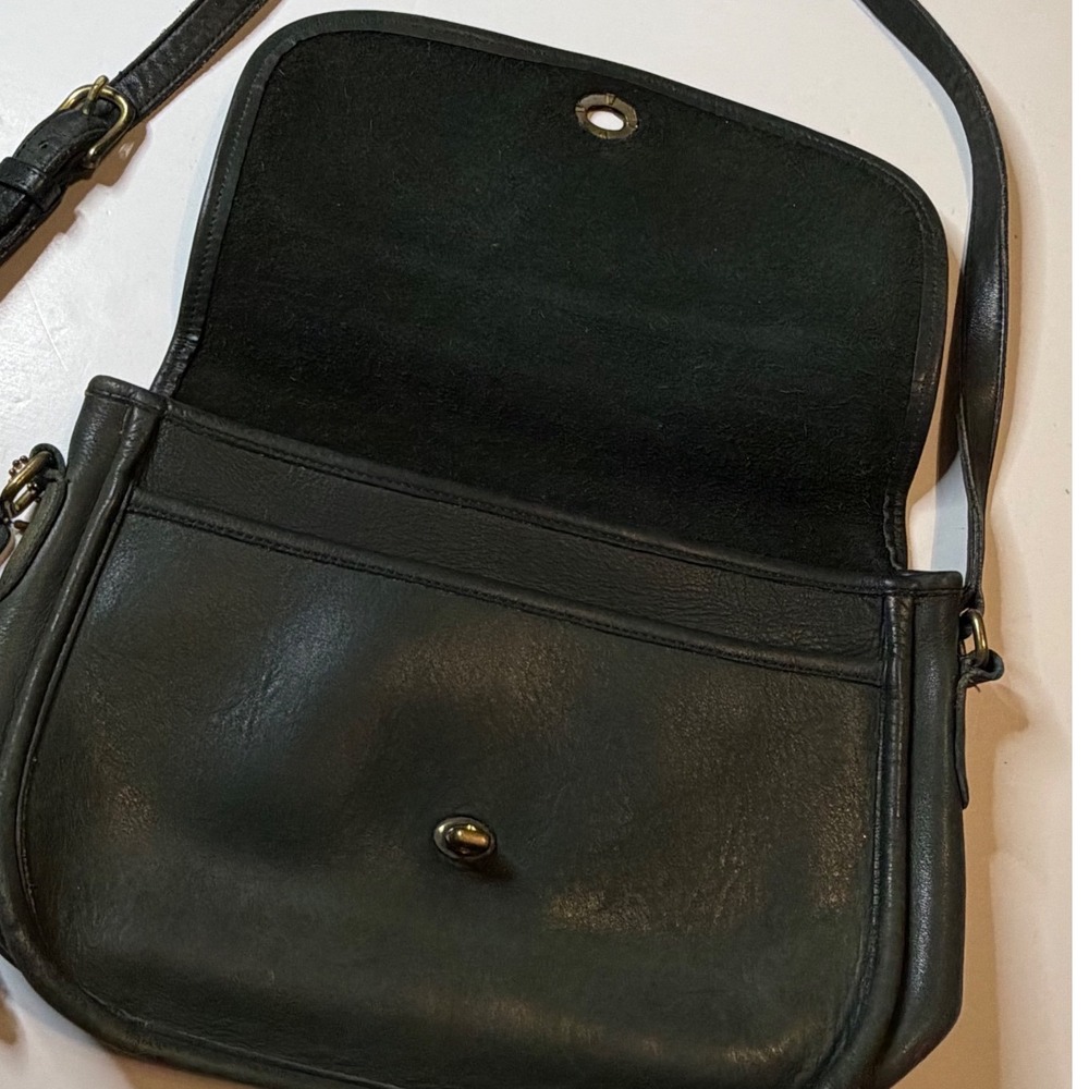 Vintage Coach City Bag 9790 Forest Green Leather Crossbody Turnlock AS IS - Picture 3 of 12